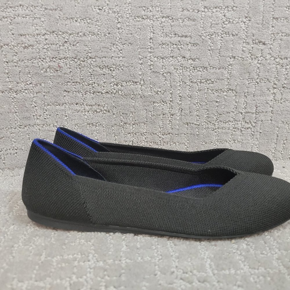 ROTHY’S Women's Size 8.5, 10.5 Black Solid Classic Round Toe Slip On Flat - Picture 3 of 12